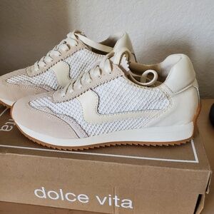 Dolce Vita White On White Net & Suede Sneakers Size 7 1/2 or 8 NEW in Box